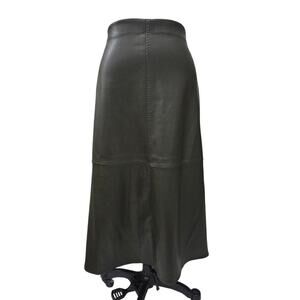 Max Studio London Faux Leather Midi Skirt Green Gray NWOT Size L